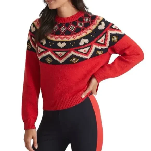 Marine Layer Archive Alpine Sweater in Red Fair Isle Size XL - Picture 2 of 6